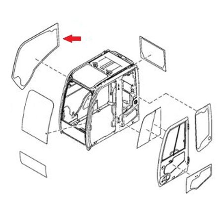 AFTERMARKET 4651655 RH Right Side Cab Glass Fits John Deere Fits JD Excavator 120D 160DLC 20 CAH40-0148